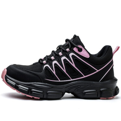 Women's Slip Resistant Steel Toe Work Shoes Black/Pink