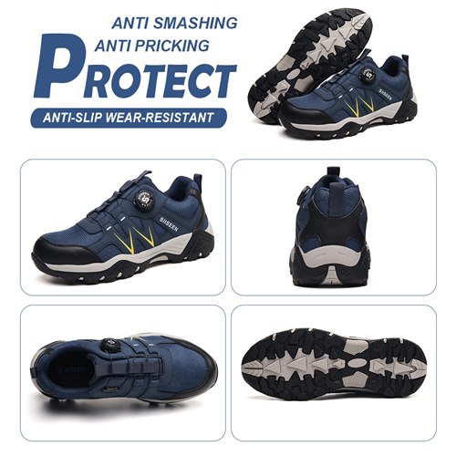 Blue safety work sneaker protect feature overview