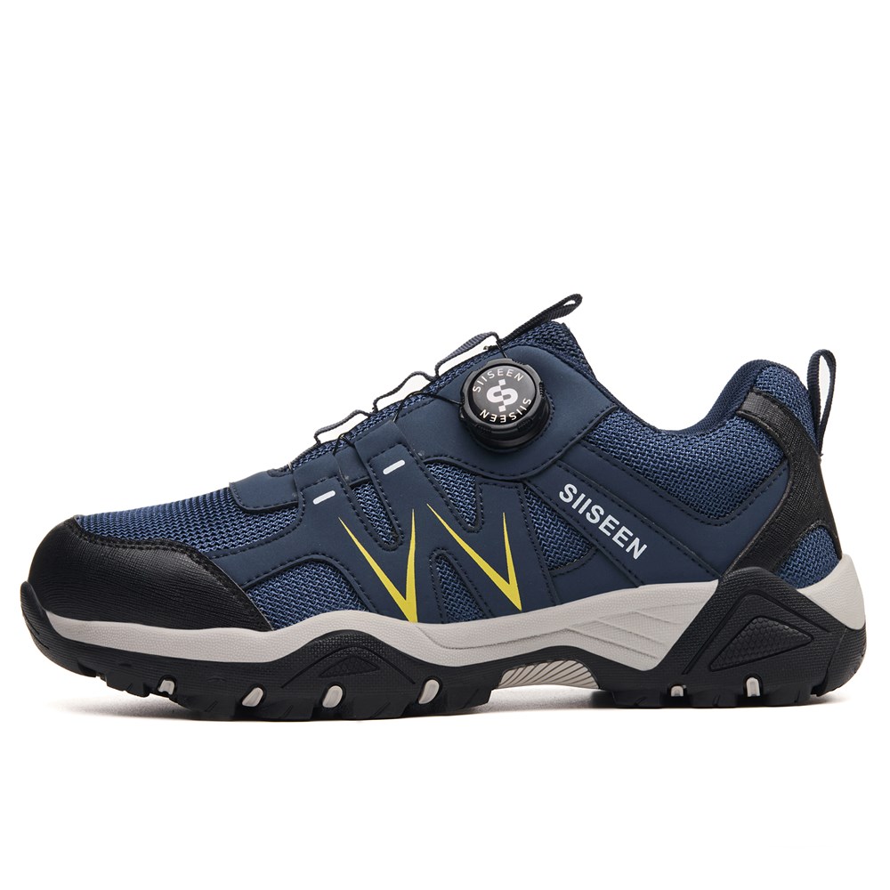 Blue steel toe work sneaker side profile