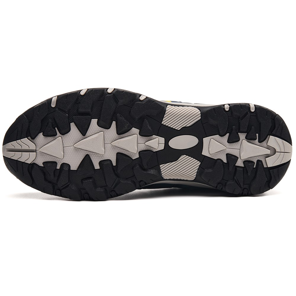 Anti-slip outsole tread of blue steel toe work shoe