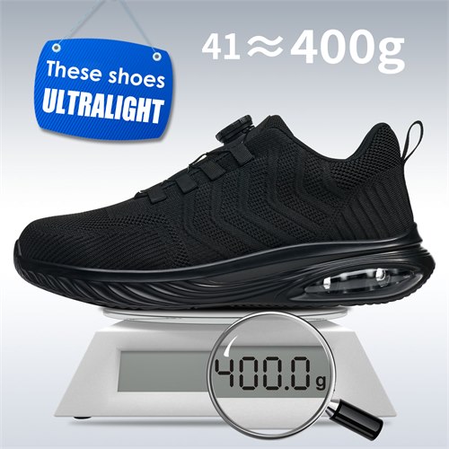 Lightweight black work shoe weighing about 400g