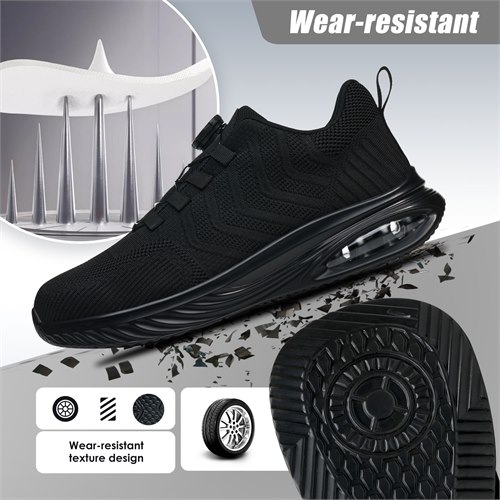 Wear-resistant outsole design for black composite toe work shoe