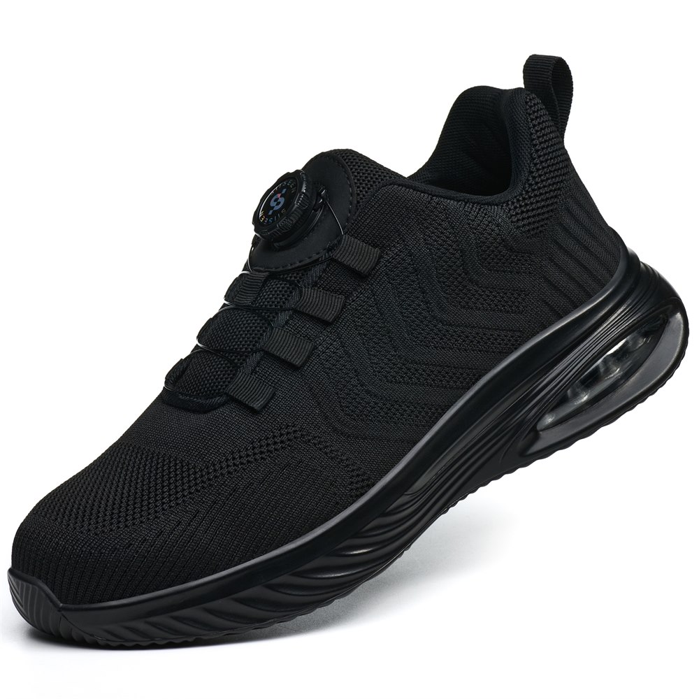 Black safety work sneaker angled product view