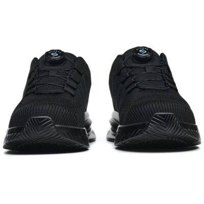 Front view of black composite toe work shoes