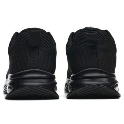 Rear view of black safety work shoes