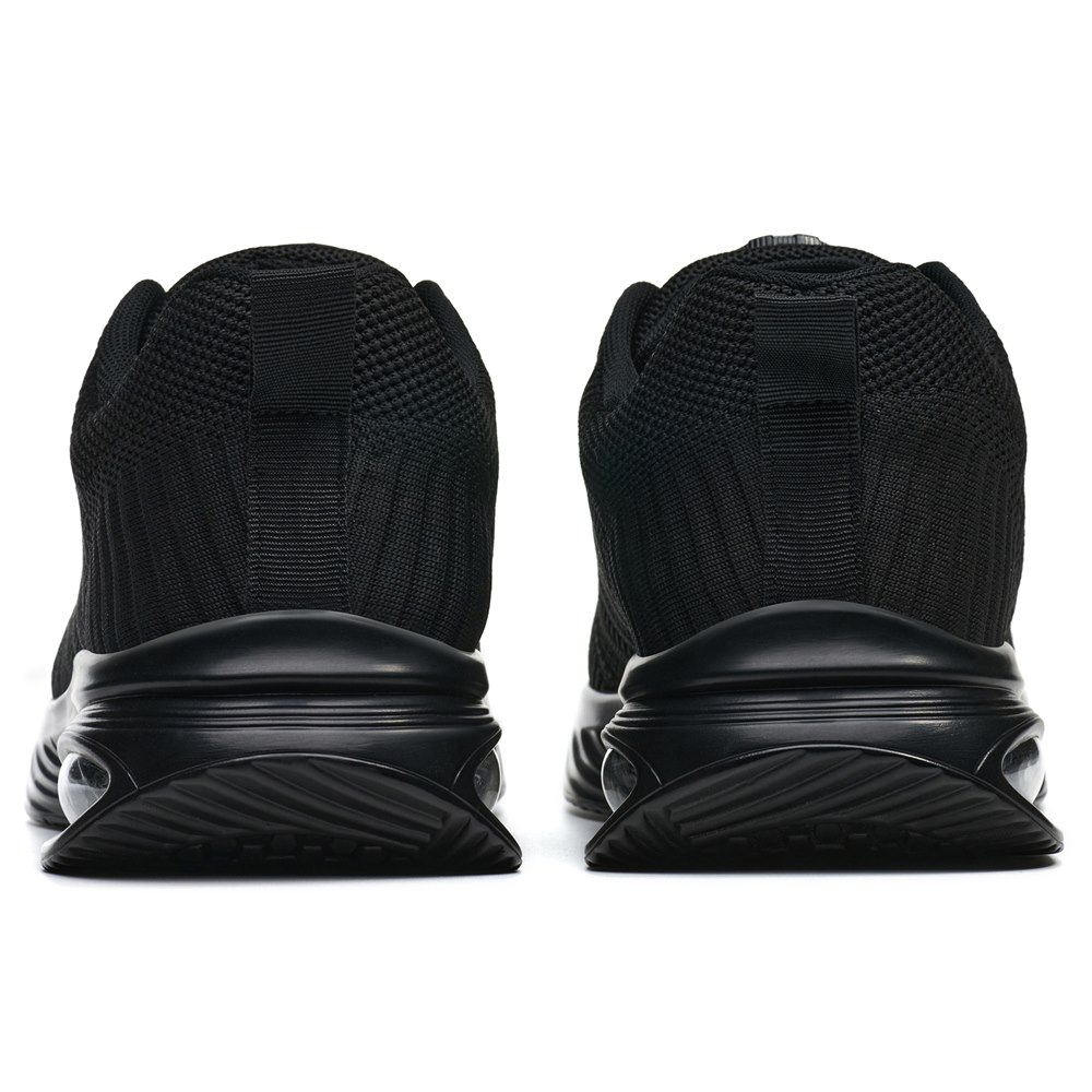 Rear view of black safety work shoes