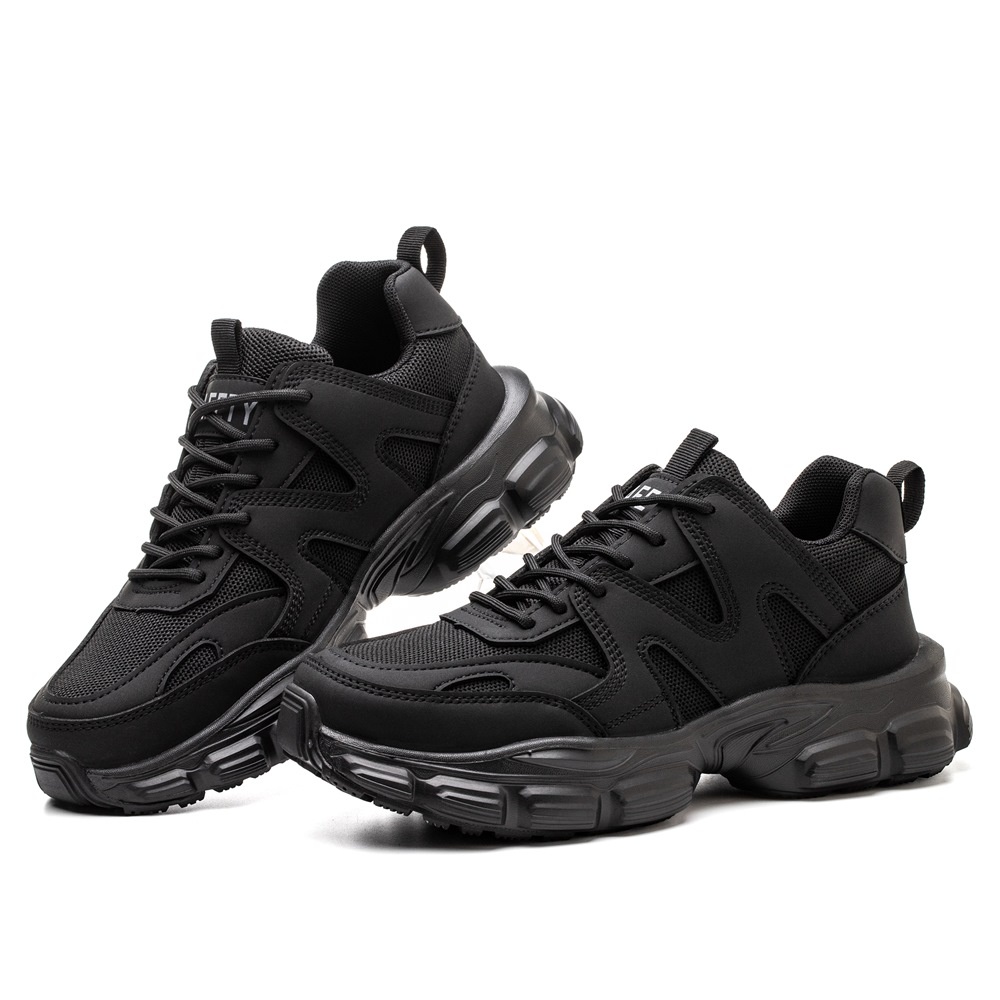 Women's Lightweight Slip Resistant Steel Toe Work Shoes Black - Image 7