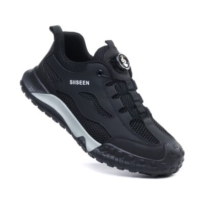 Large Mesh Breathable Steel Toe Work Shoes Black view 3