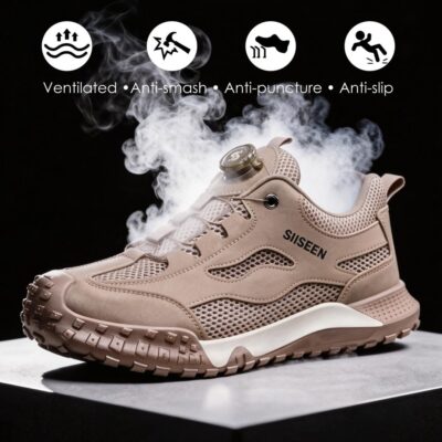 Breathable Large Mesh Steel Toe Work Shoes Khaki view 8