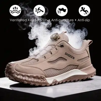 Breathable Large Mesh Steel Toe Work Shoes Khaki view 8