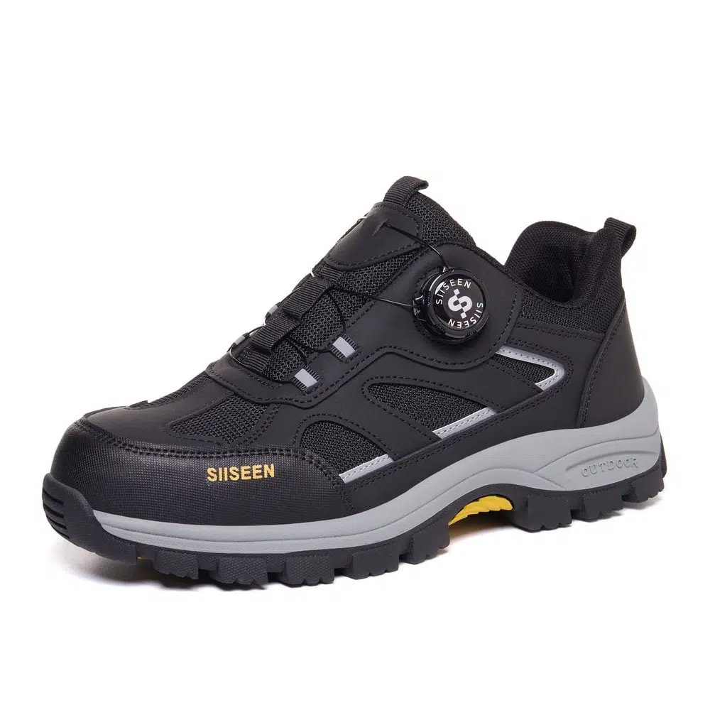 Dial Lacing Slip Resistant Steel Toe Work Shoes Black view 2