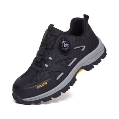 Dial Lacing Slip Resistant Steel Toe Work Shoes Black view 3