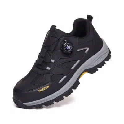 Dial Lacing Slip Resistant Steel Toe Work Shoes Black view 3