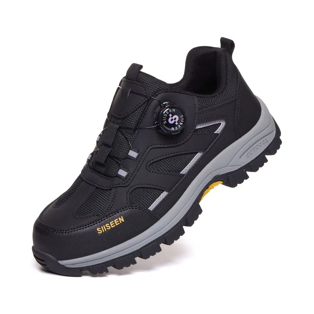 Dial Lacing Slip Resistant Steel Toe Work Shoes Black view 3