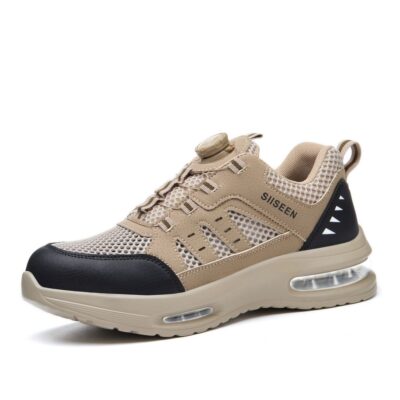 Breathable Air Cushion Steel Toe Work Shoes Beige view 2