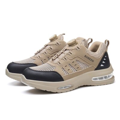 Breathable Air Cushion Steel Toe Work Shoes Beige view 7