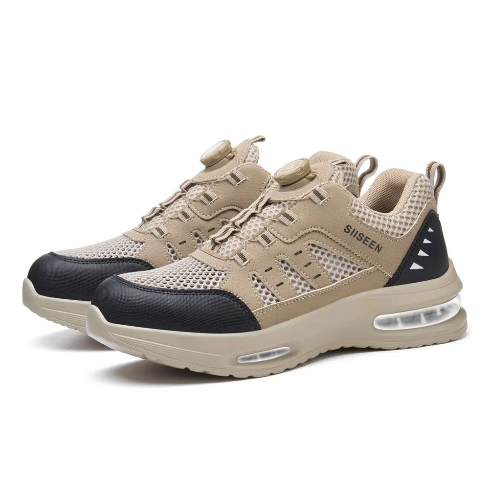 Breathable Air Cushion Steel Toe Work Shoes Beige view 7