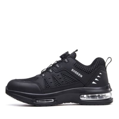 Air Cushion Dial Lacing Steel Toe Work Shoes Black