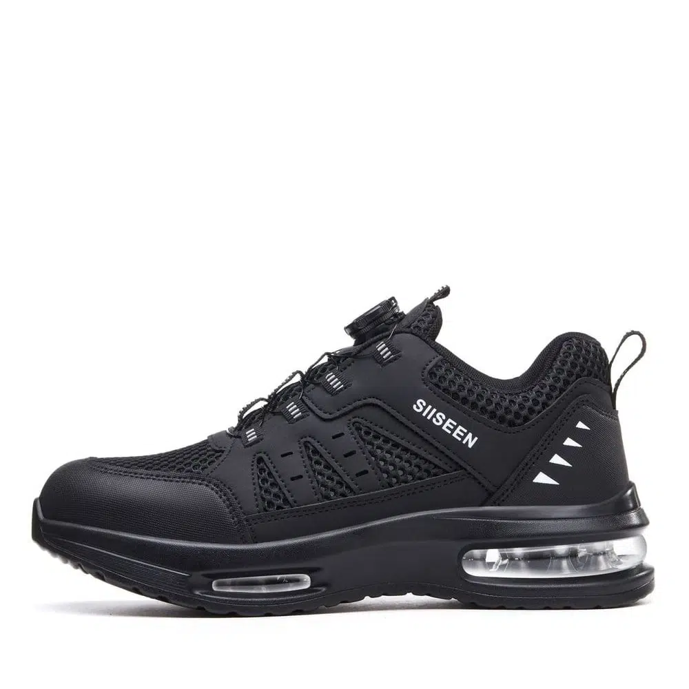 Air Cushion Dial Lacing Steel Toe Work Shoes Black