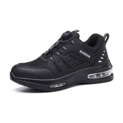 Air Cushion Dial Lacing Steel Toe Work Shoes Black view 2