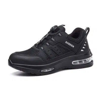 Air Cushion Dial Lacing Steel Toe Work Shoes Black view 2