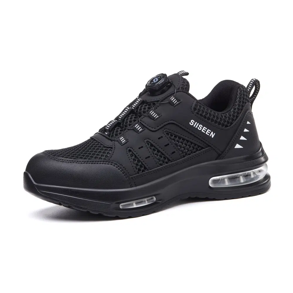 Air Cushion Dial Lacing Steel Toe Work Shoes Black view 2