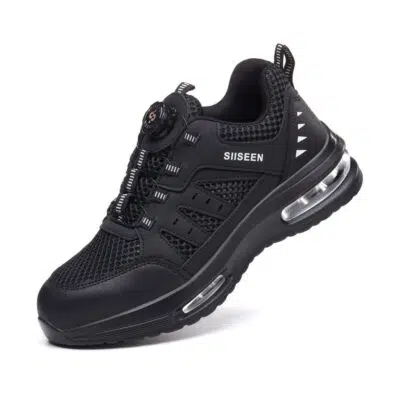 Air Cushion Dial Lacing Steel Toe Work Shoes Black view 3