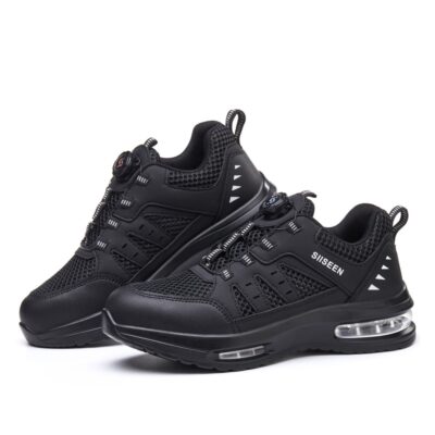 Air Cushion Dial Lacing Steel Toe Work Shoes Black view 7