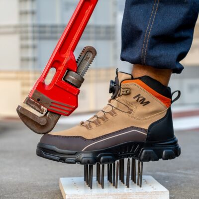 Slip Resistant Composite Toe Work Boots Metal Free Brown