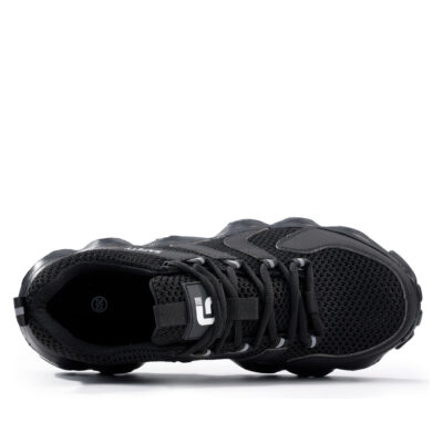 Black breathable steel toe work shoes top view
