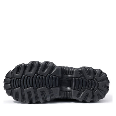 Wear-resistant outsole on black work shoes