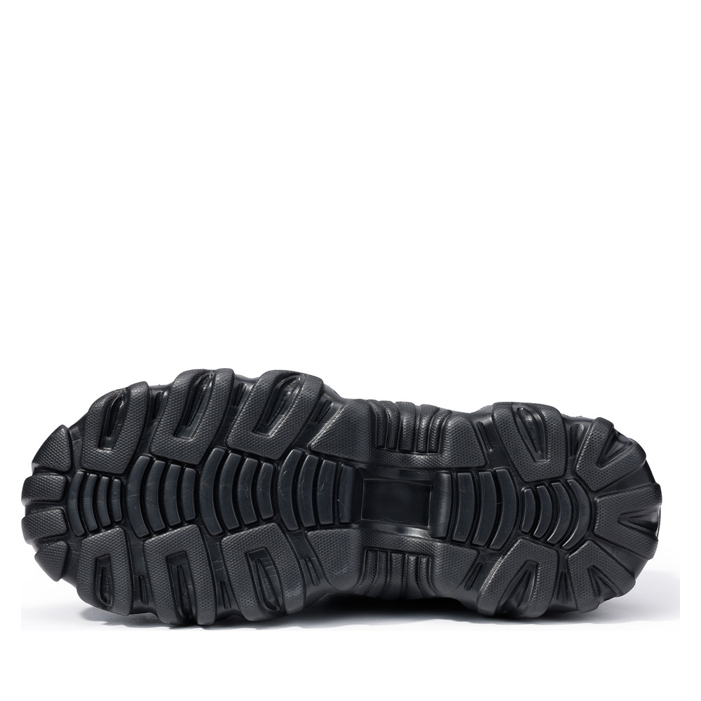Wear-resistant outsole on black work shoes