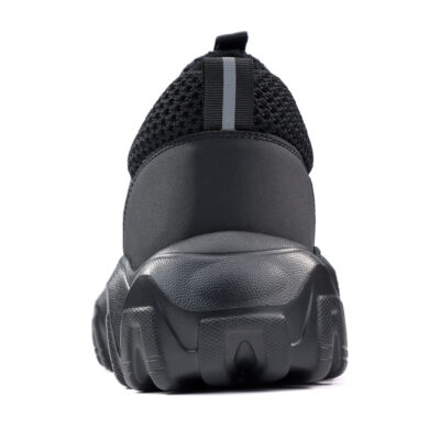 Black steel toe work shoes rear view