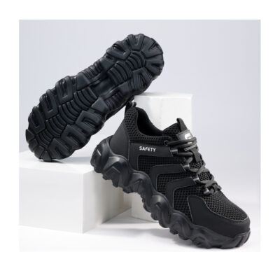 Black steel toe safety shoes pair view