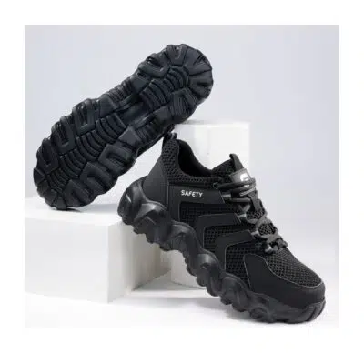 Black steel toe safety shoes pair view