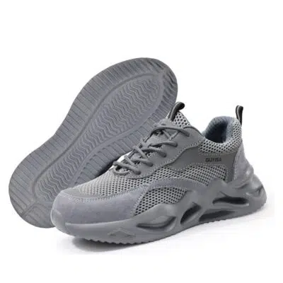 Gray steel toe safety shoes pair view