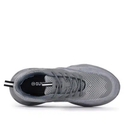 Gray breathable steel toe shoes top view