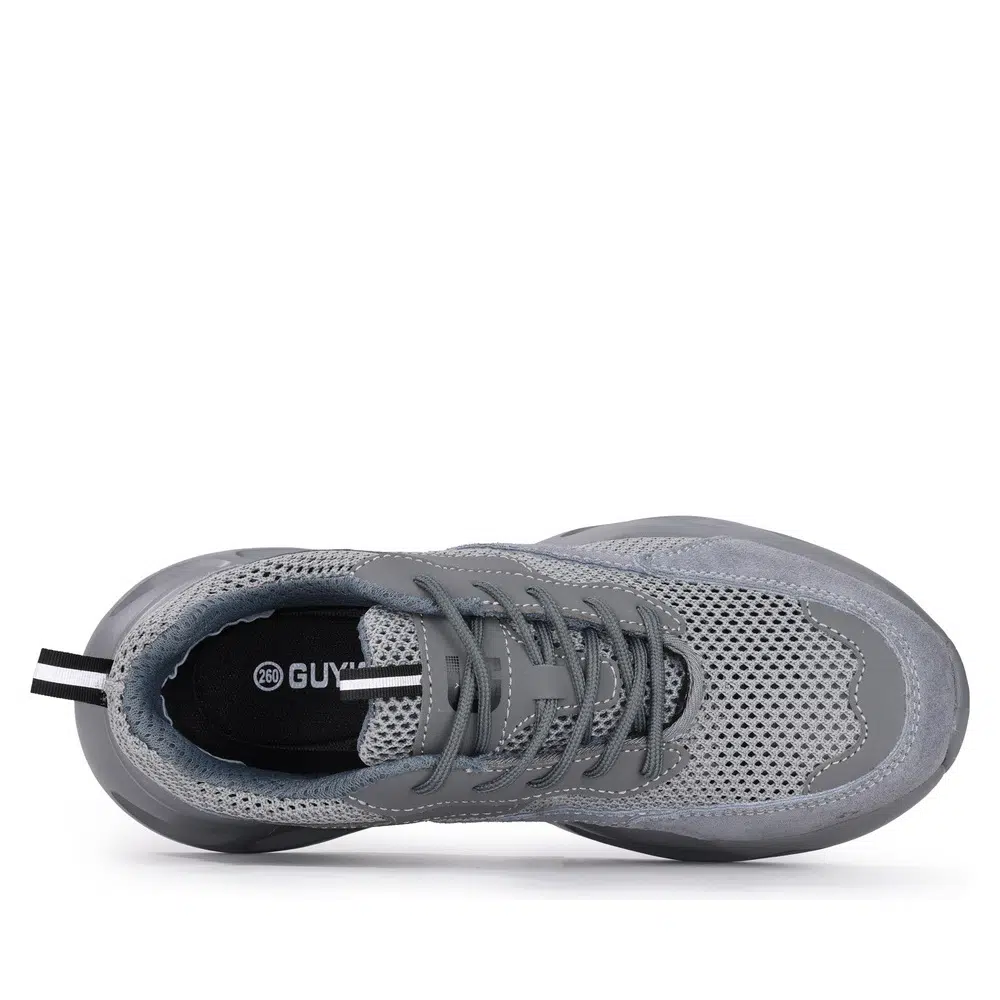 Gray breathable steel toe shoes top view