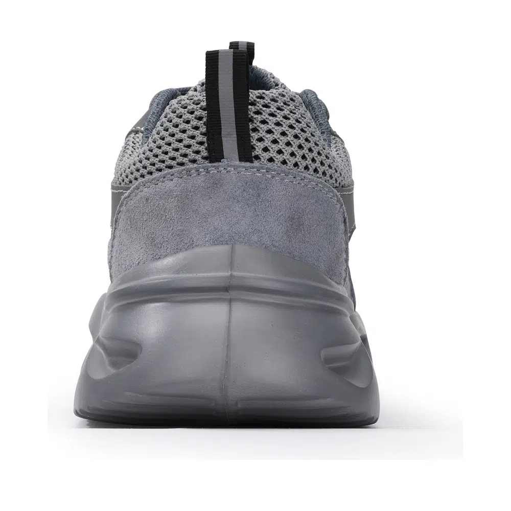 Gray work shoes rear view