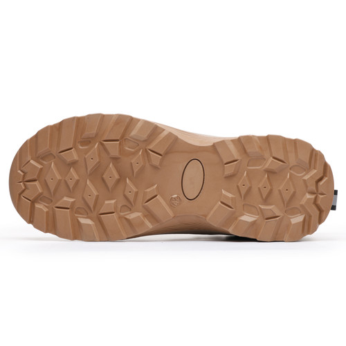 wear-resistant outsole on khaki steel toe work shoes