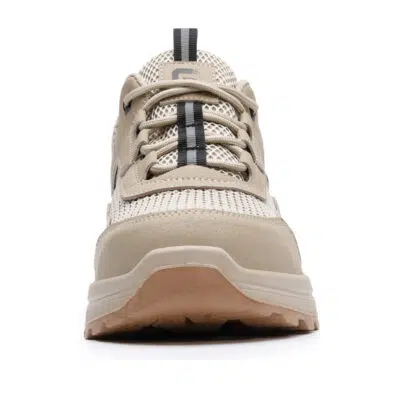 Khaki steel toe work shoes front view
