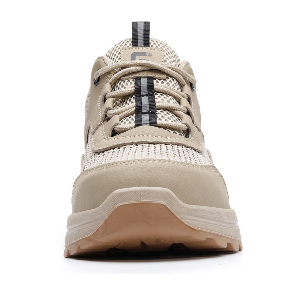 Khaki steel toe work shoes front view