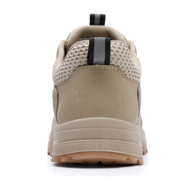 Khaki steel toe work shoes rear view