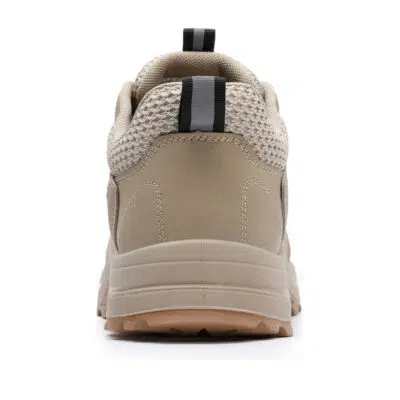 Khaki steel toe work shoes rear view