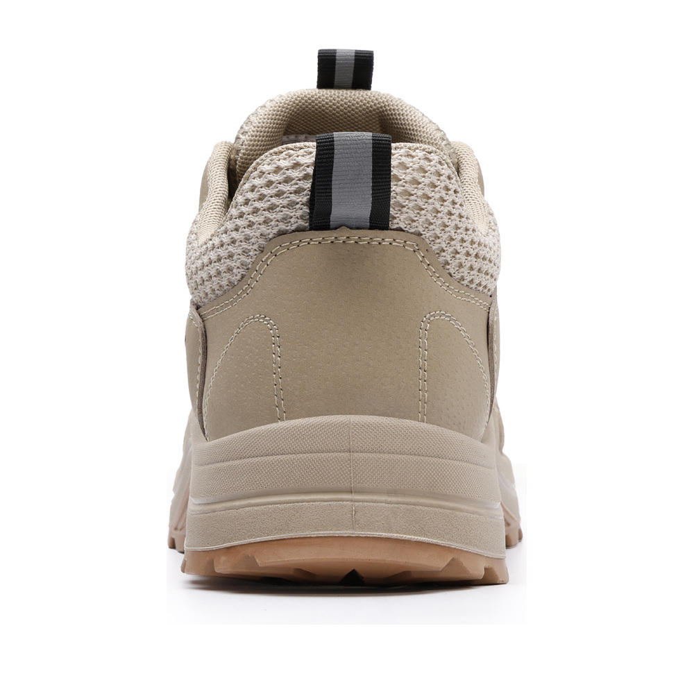 Khaki steel toe work shoes rear view