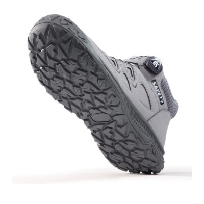Gray steel toe shoes pair or outsole view