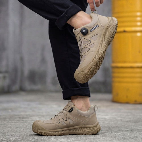 all-day comfort on khaki steel toe work shoes