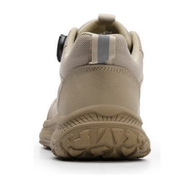 Khaki steel toe work shoes rear or flex view