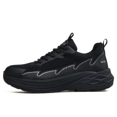 Breathable Composite Toe Work Shoes with Slip Resistant Outsole Black