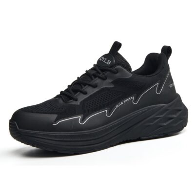Breathable Composite Toe Work Shoes with Slip Resistant Outsole Black - Image 2